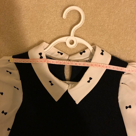 💜Long Sleeve With Bow Pattern, Collared Blouse - Picture 7 of 10